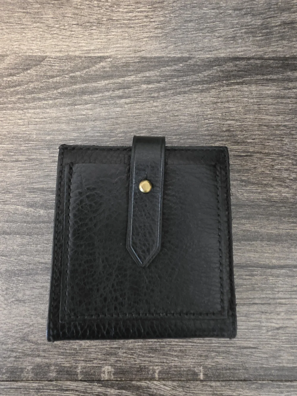 Madewell Black Leather Snap-Tab Wallet with Brass Stud - Picture 1 of 5